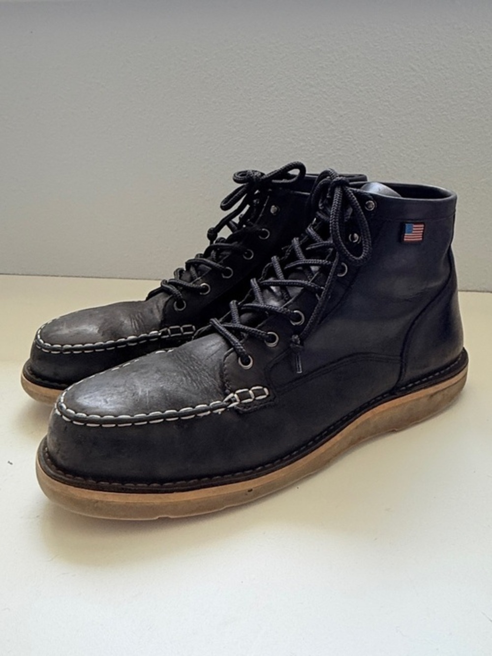 Danner Bull Run Steel Toe Moc Toe Boots USA Black Leather mens Size 14